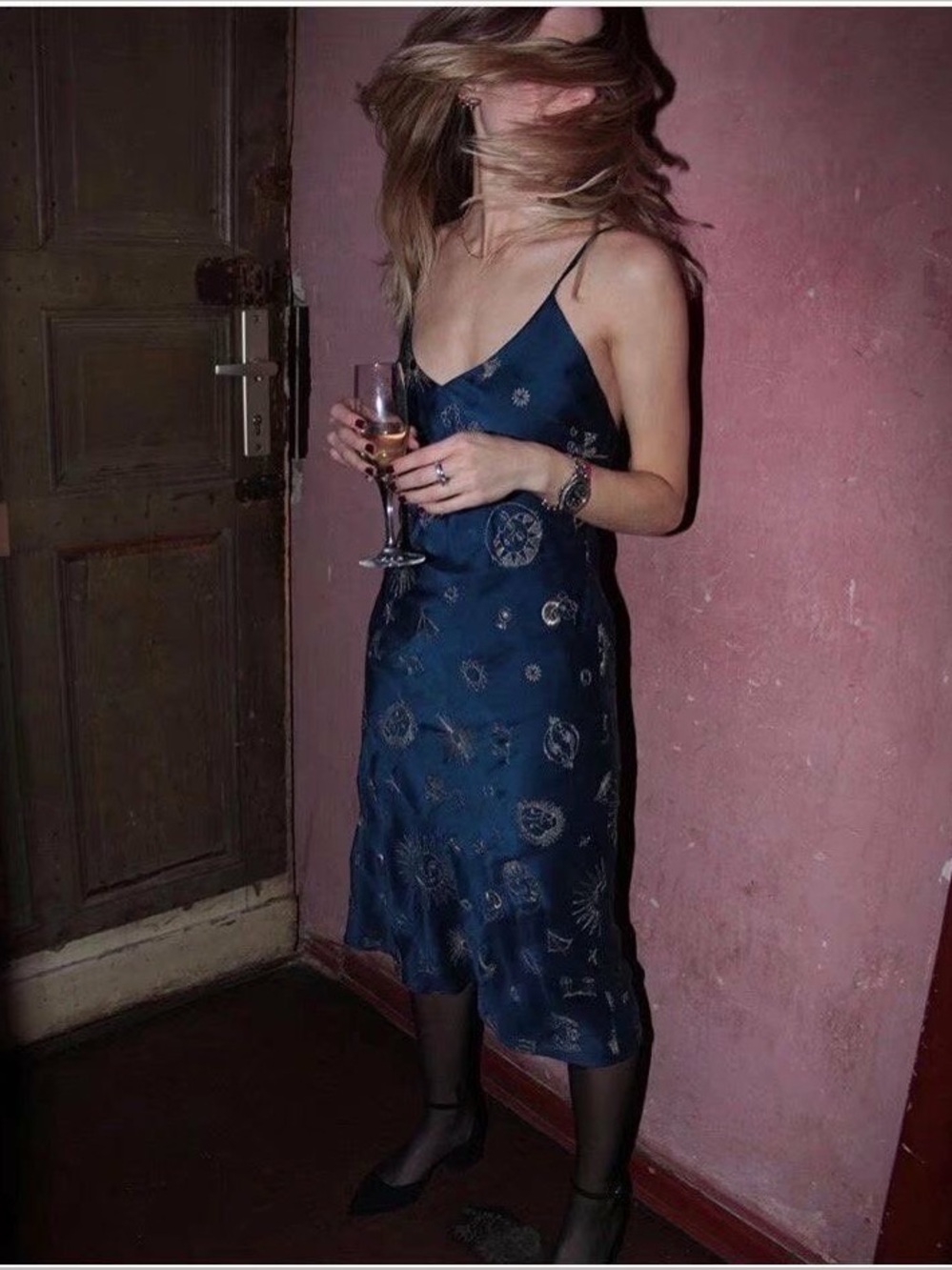 Realisation Par The 1996 Zodiac with Gold Celestial Embroidered Slip Dress - Picture 9 of 9